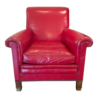 1940's Vintage "The Progressive" W.H. Gunlocke Leather Club Chair For Sale