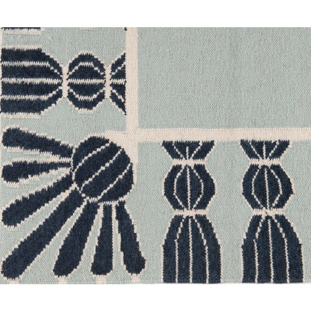 Not Yet Made - Made To Order Part & Parcel Goods Wool Tassel Rug, 2’6” x 12', Sky Blue, Navy and Eggshell For Sale - Image 5 of 5