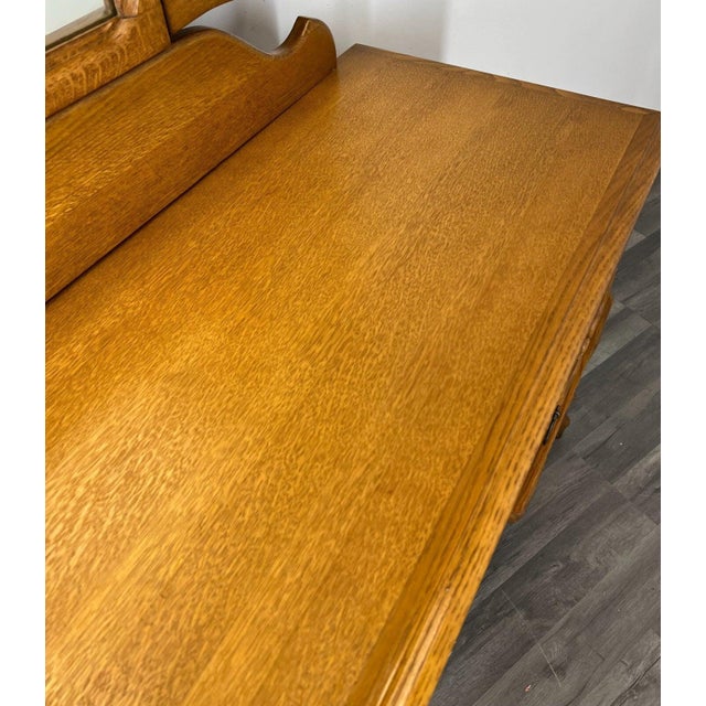 Brown Vintage French Dressing Table with Mirror in Oak For Sale - Image 8 of 11