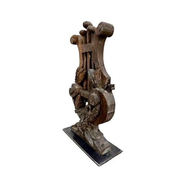 Arteriors Home Arteriors Carved Wood Architectural Lyre Harp Figure / Statue, Lisa Luby Ryan Collection For Sale - Image 4 of 5