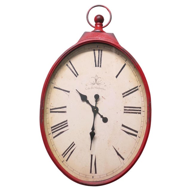 Large French Bistro Wall Clock, 1960s For Sale - Image 9 of 9