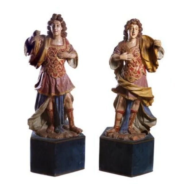 Portuguese, from the first half of the 18th century. Sculptures in molded clay, polychrome and gilded. The figures are...