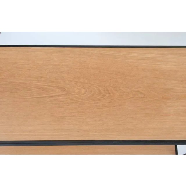 Wrought Iron and Oak 'Rectiligne' End Tables by Design Frères - a Pair For Sale In Los Angeles - Image 6 of 9