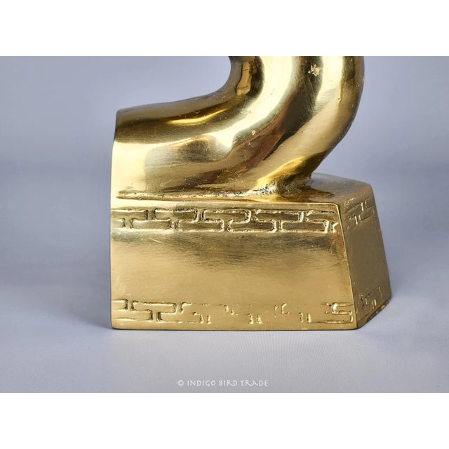 1960s Pair of Vintage Solid Brass Blue Heron Crane Bookends For Sale - Image 5 of 10