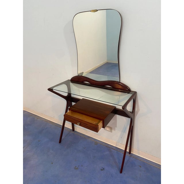 Mid-Century Modern Italian Console Table with Mirror, 1956, Set of 3 For Sale - Image 6 of 18