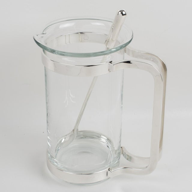 Contemporary Gorham Silver Plate and Glass Barware Martini Cocktail Pitcher For Sale - Image 3 of 14