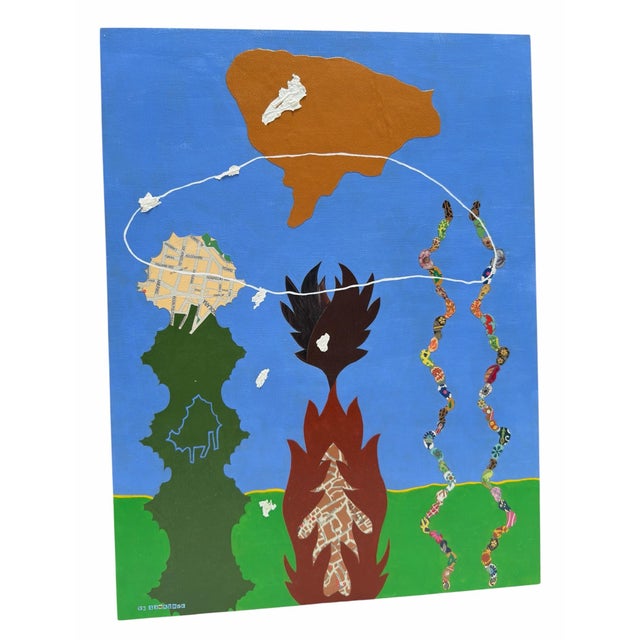 Orig Nancy Goodman Lawrence Acrylic & Collage Painting - Entitled Mutation.