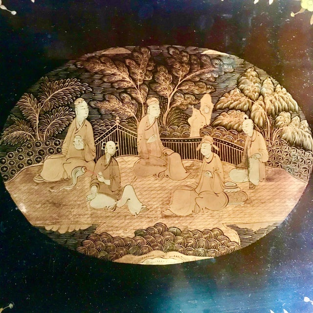 Vintage Japanned French Chinoiserie Hand Painted Nesting Tables- Set of 4 For Sale - Image 10 of 13