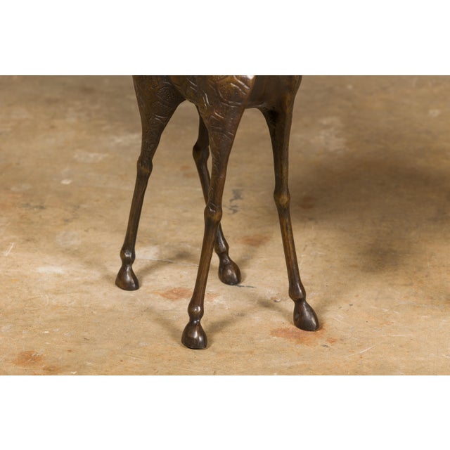 Mid-Century Modern Pair of Small Bronze Midcentury Giraffe Sculptures, American Art For Sale - Image 3 of 12