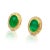8.47 Carat Cabochon Emerald and Diamond Halo Stud Earrings - 2 Pieces For Sale - Image 4 of 7
