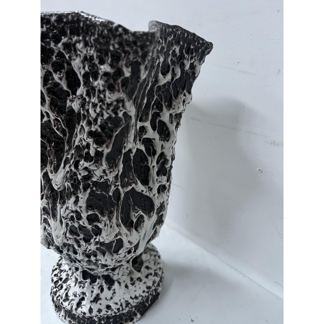 Footed Vase with Lava Decoration by Marius Giuge for Vallauris For Sale - Image 3 of 9