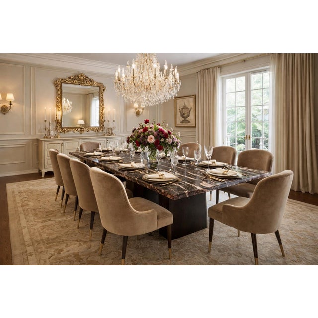 This table is a high-end, statement piece from Century Furniture, specifically the Andreas Petrified Wood Dining Table...