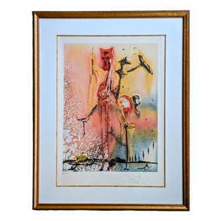 Salvador Dali, Don Quichotte, Original Hand Signed Color Lithograph and Relief on Paper, 1983 For Sale
