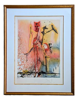 Salvador Dali, Don Quichotte, Original Hand Signed Color Lithograph and Relief on Paper, 1983