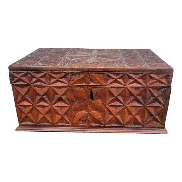 Italian Carved Wooden Chest, 19th Century For Sale