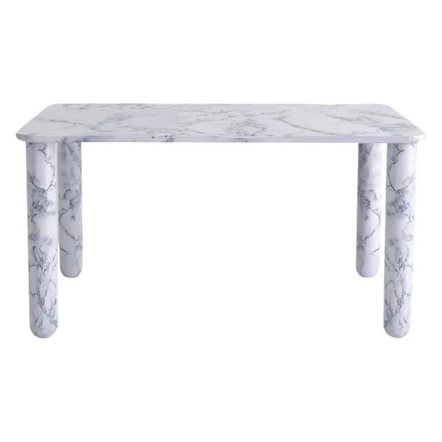 Medium White Marble Sunday Dining Table by Jean-Baptiste Souletie For Sale - Image 9 of 9