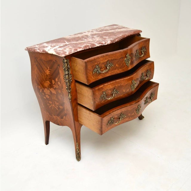Antique French Marble Top Bombe Commode, 1890s For Sale - Image 4 of 11
