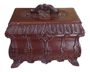 Late 20th Century Japanese Carved Wood, Lidded Box With Tray