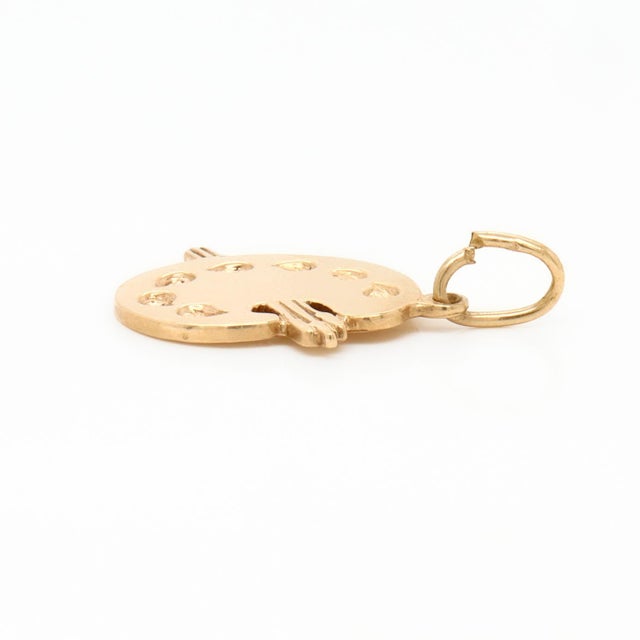 Vintage Signed American Charm Co 14k Gold Artist Palette & Brush Bracelet Charm For Sale - Image 10 of 15