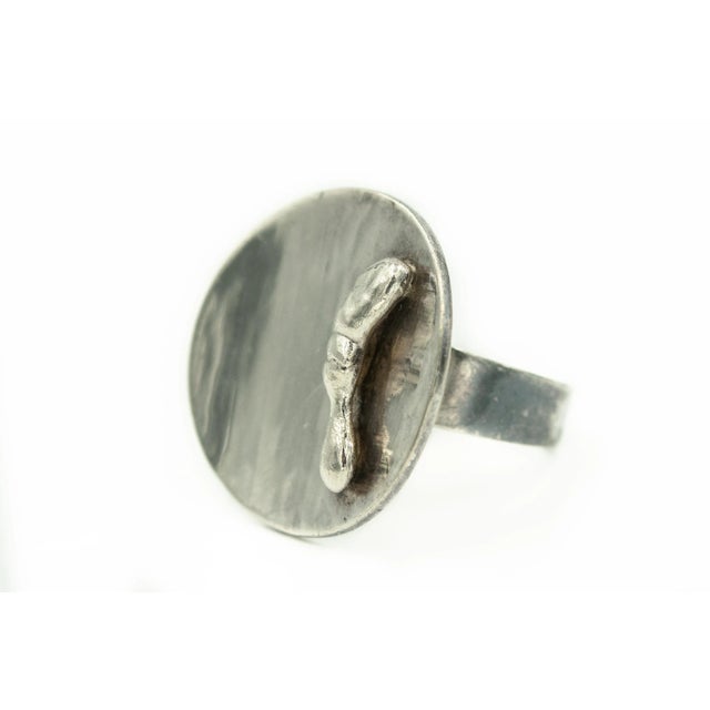 IB Bluitgen Denmark Sterling Silver 925 Vintage Denmark Scandinavian hammered style concave modernist ring with applied...