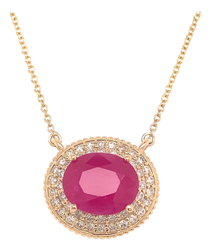 Ruby Diamond Necklace 14k Gold 18" 5.06 TCW Certified