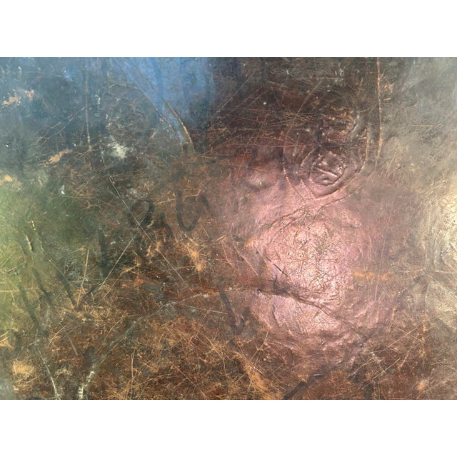 Oversized 33" Antique Middle Eastern Heavy Tinned Copper Table Tray Top - 12lbs For Sale - Image 10 of 12