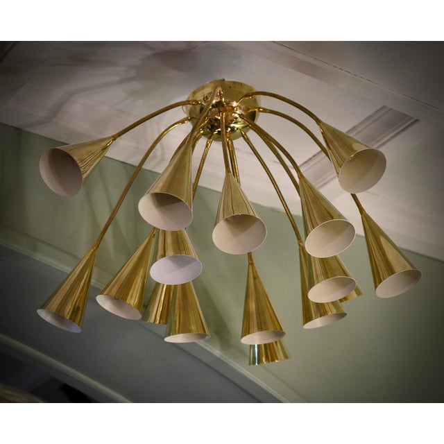 Sputnik Semi Spherical Brass Chandelier and Pendant, 1990s For Sale - Image 9 of 10