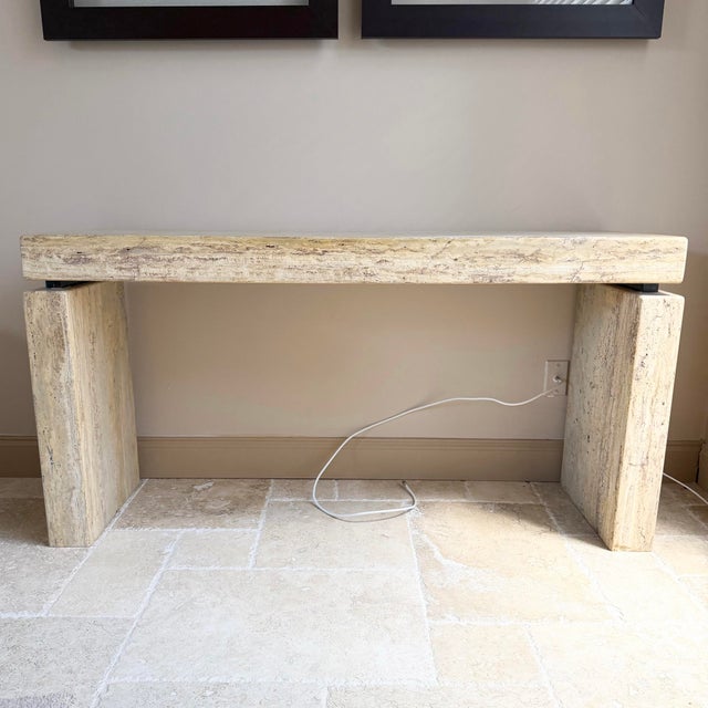 Vintage Italian Travertine Console Table For Sale In West Palm - Image 6 of 11