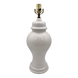 Vintage White Ceramic Ginger Jar Table Lamp – Mid-Century Classic – 20" Tall – Leviton Socket
