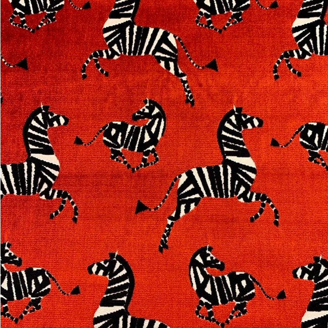Contemporary Matthew Izzo Home X Side Stool in Red Zebra Fabric and Polished Nickel Base For Sale - Image 3 of 3