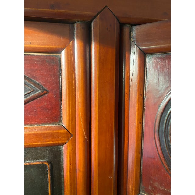 Vintage Asian Brown Storage Cabinet For Sale - Image 4 of 16