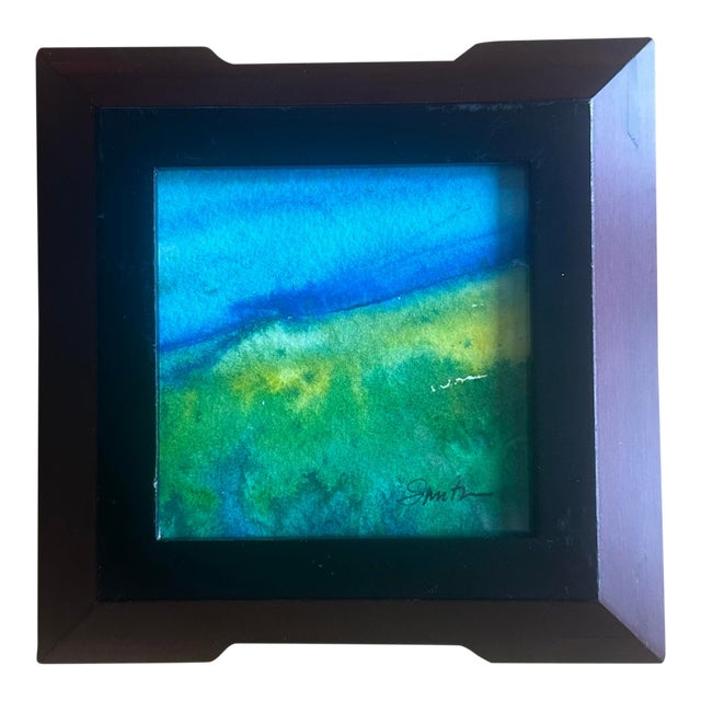 “Emerald Shore” Framed Original Watercolor Painting by Nancy Smith For Sale