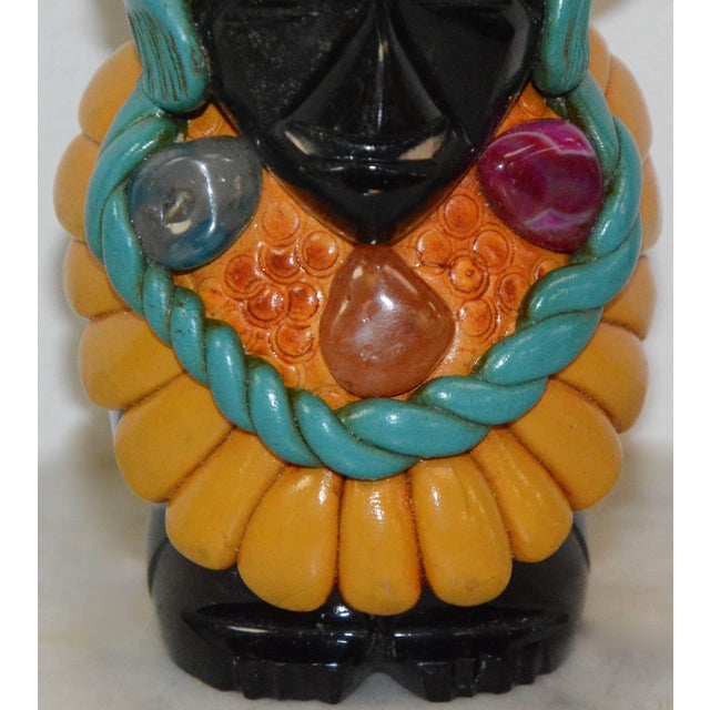 Gemstone Carved Onyx Statuette With Embellishments For Sale - Image 7 of 10