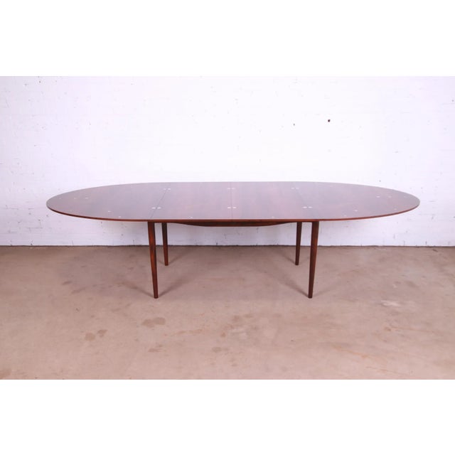 Mid-Century Modern Outstanding Finn Juhl Rosewood and Silver Inlay "Judas" Dining Table, Newly Restored For Sale - Image 3 of 13