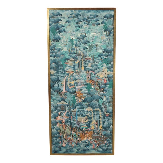 Balinese Artist, Blue Palm Trees, 1980s, Acrylic on Canvas, Framed For Sale