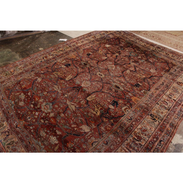 Traditional Hand-Knotted Antique Heriz Persian Style Rug in Red and Blue Floral Pattern For Sale - Image 3 of 8