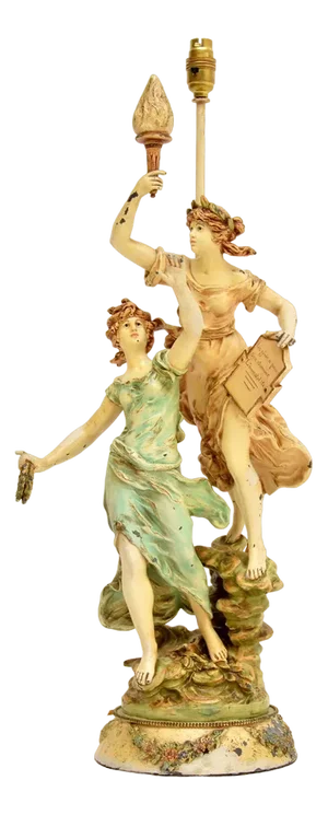 Art Nouveau Table Lamp by L & F Moreau, 1890s
