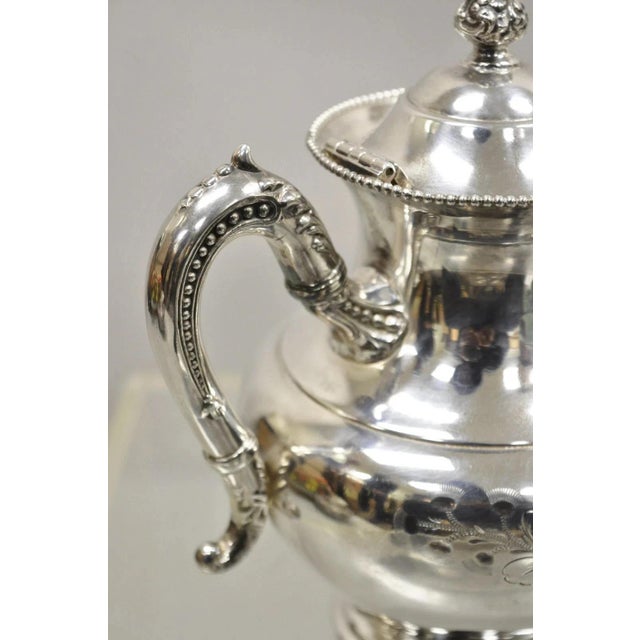 Antique Manhattan Silver Plate Co Silver Plated Tea Serving Set - 4pc Set For Sale - Image 12 of 12