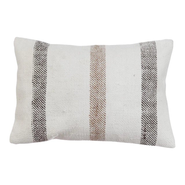 Handmade Striped Kilim Pillow Cover For Sale