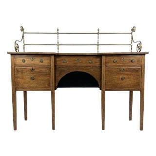 Mahogany Inverted Breakfront Sideboard with Brass Gallery, 19th Century For Sale