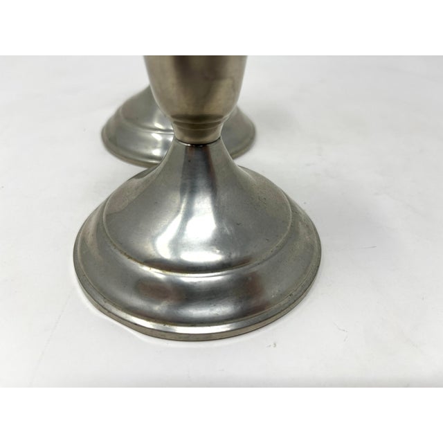 Towle Silversmiths Newburyport Pewter Candlesticks by Towle Silversmiths, a Pair For Sale - Image 4 of 8