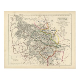 Hobson Fox Hunting Map of Yorkshire West Riding, Bramham Moor Hunt, 1870 For Sale