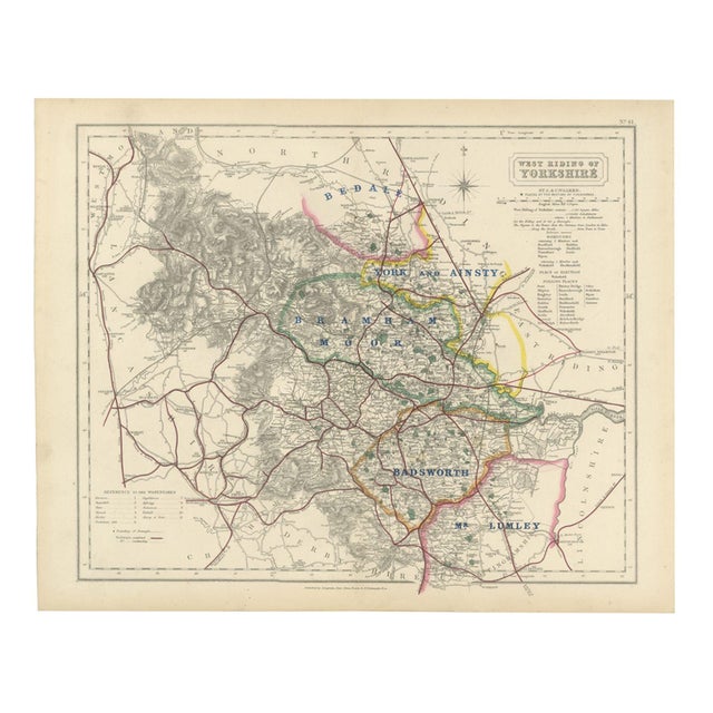 Hobson Fox Hunting Map of Yorkshire West Riding, Bramham Moor Hunt, 1870 For Sale