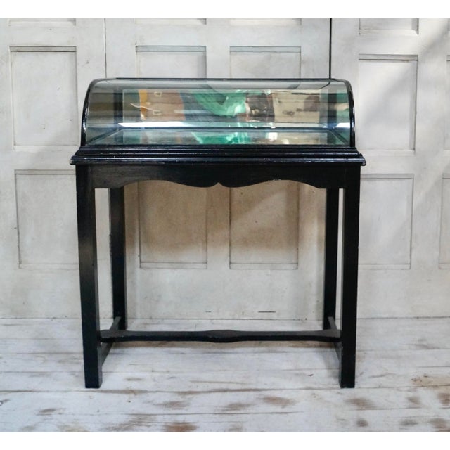Victorian Ebonised Bow Fronted Display Cabinet, 1890s For Sale - Image 3 of 12