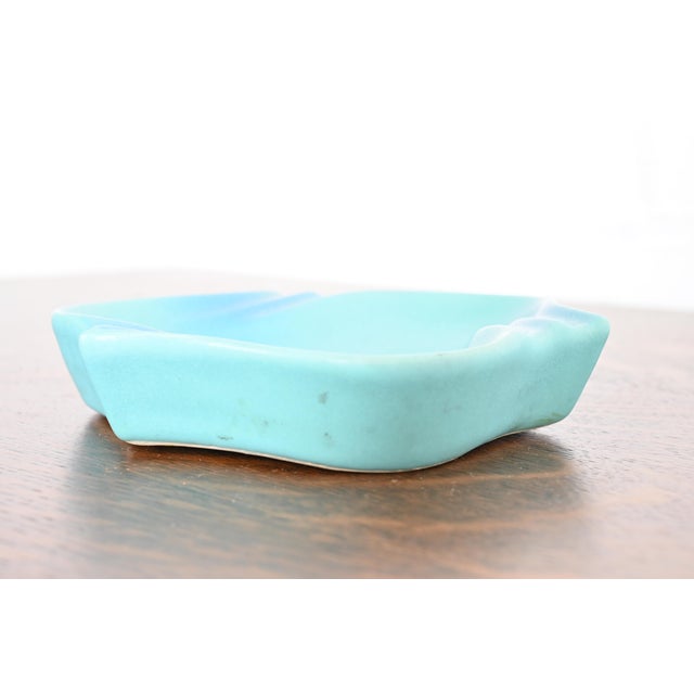 Art Nouveau Van Briggle Arts & Crafts Turquoise Glazed Ceramic Tray or Catchall For Sale - Image 3 of 12