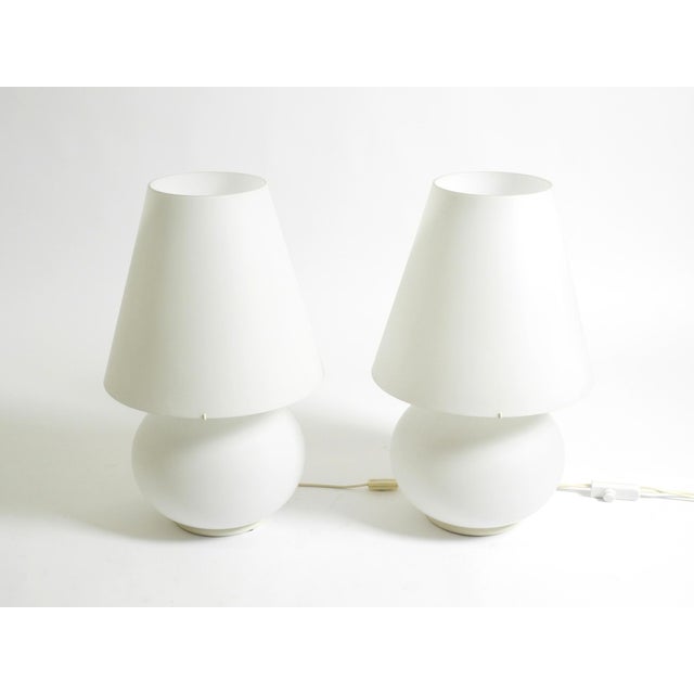 A pair of large, original 1980s leucos paralume table lamps. beautiful minimalist italian design. Designed by leucos...
