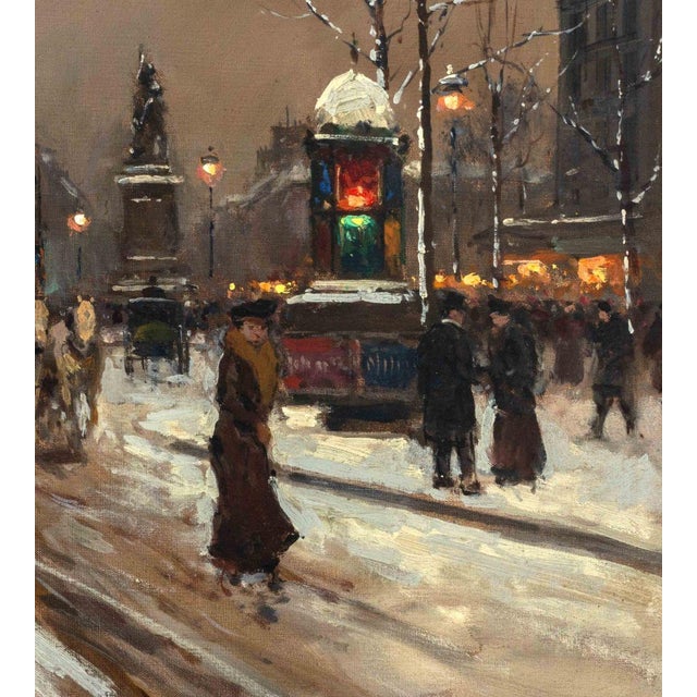 Edouard Cortes Place De Clichy in the Evening Oil For Sale In New York - Image 6 of 10