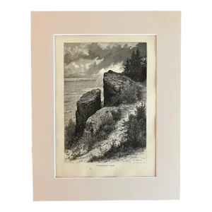 Antique 1874 Wood Engraving "Washington Rock" NJ in 11x14 Frame-Ready Mat
