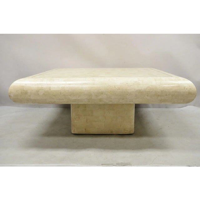 Vtg Maitland Smith Tessellated Stone Inlay Modern Square Pedestal Coffee Table For Sale In Philadelphia - Image 6 of 12