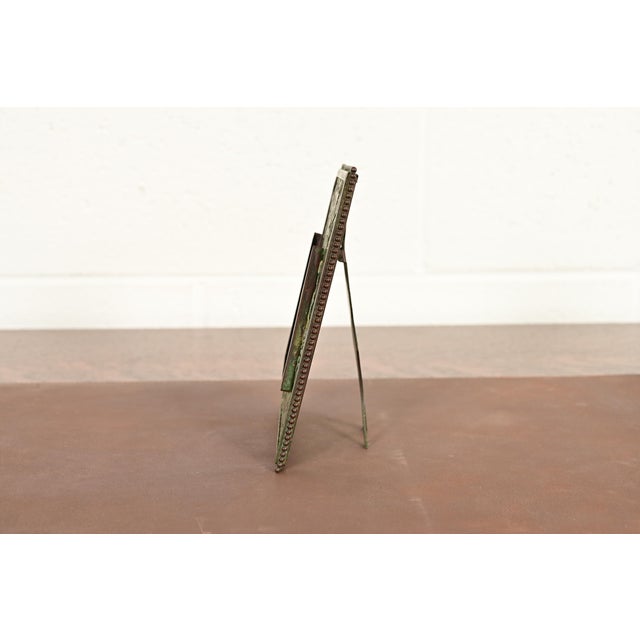 Apollo Studios New York Arts & Crafts Grapevine Pattern Bronze and Slag Glass Picture Frame For Sale - Image 9 of 13